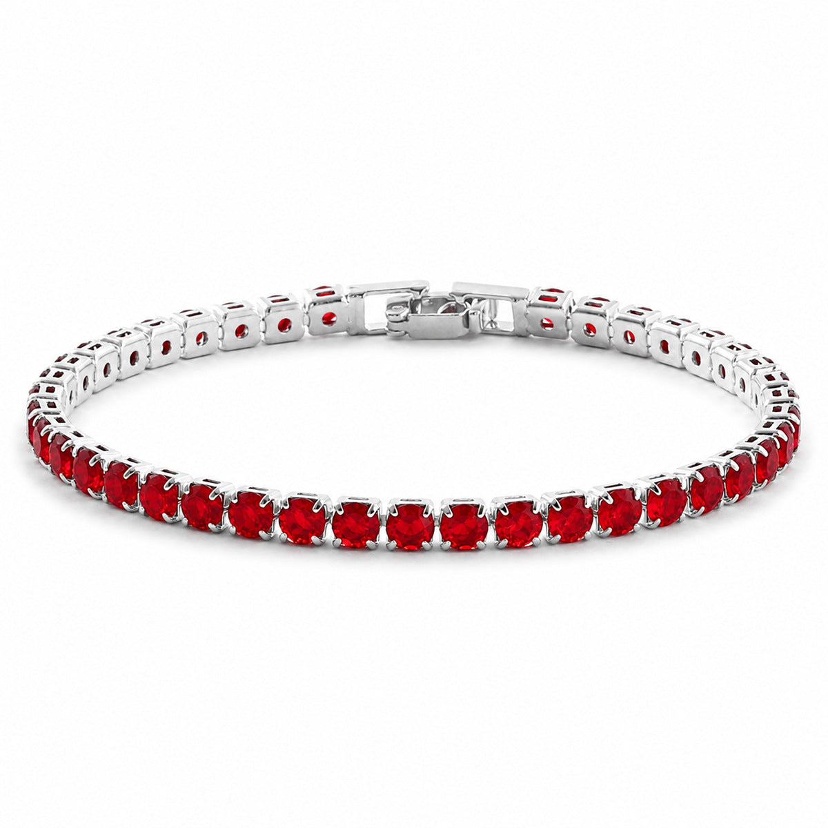 Women's Electroplated Copper Tennis Bracelet with White Zircon Pull Clasp teemdrop