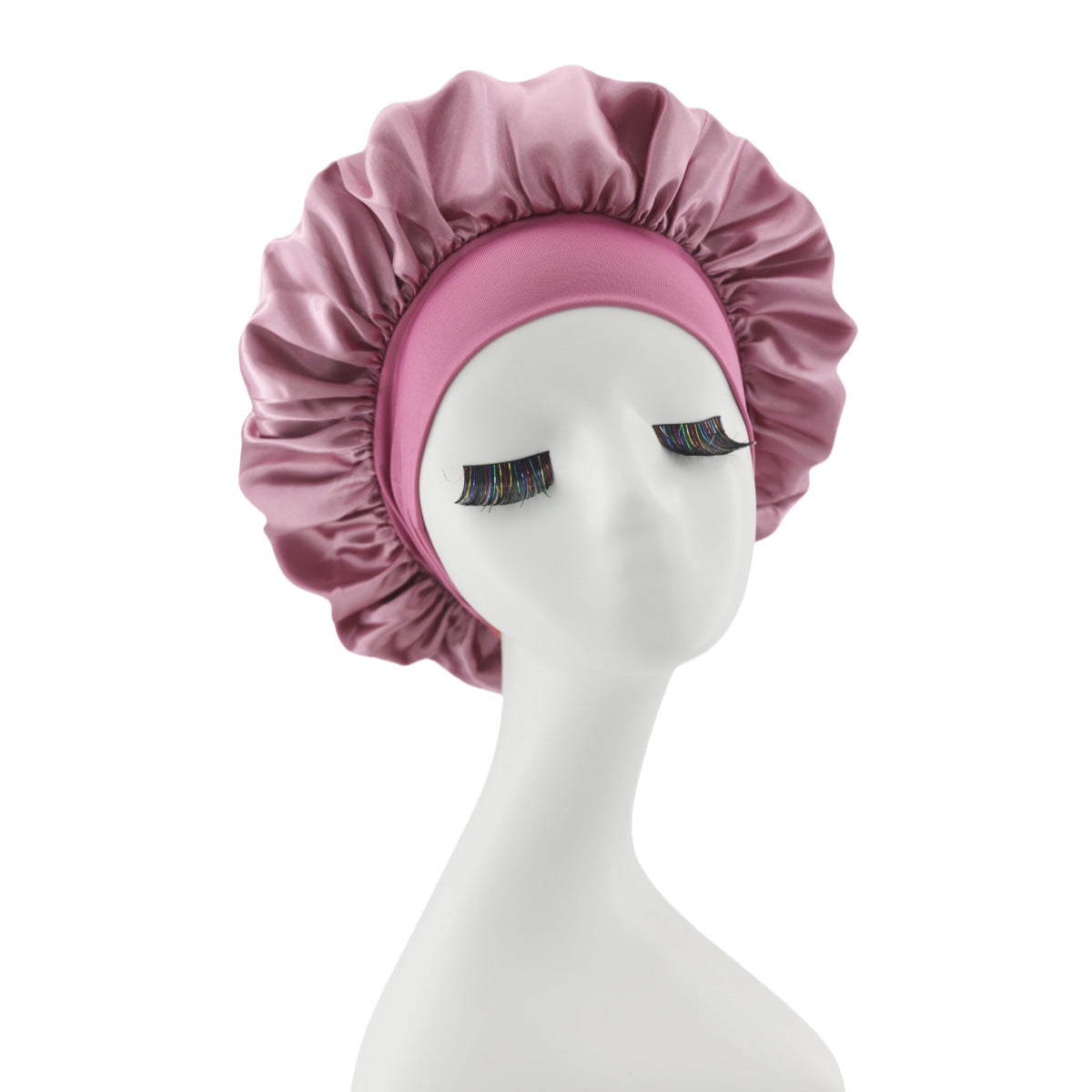 Lace-lined wide-brimmed elasticated hat