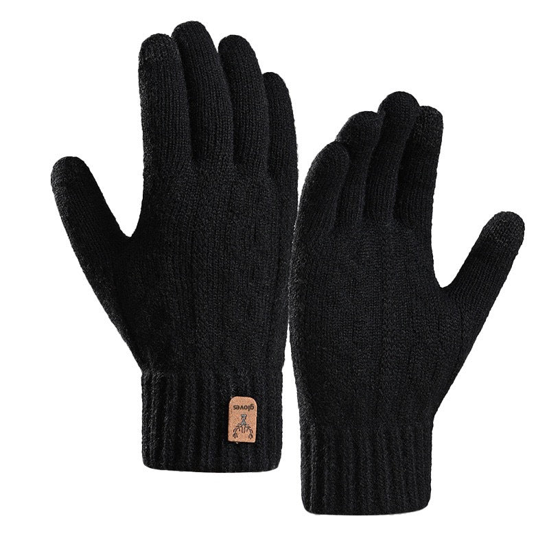 Solid Color Knitted Alpaca Wool Winter Touchscreen Gloves Unisex Fleece Lined Warm Cycling Gloves teemdrop