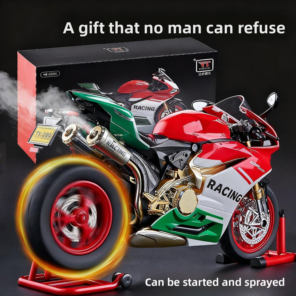 Alloy Motorcycle Model with Spray Mist Sound Lights teemdrop