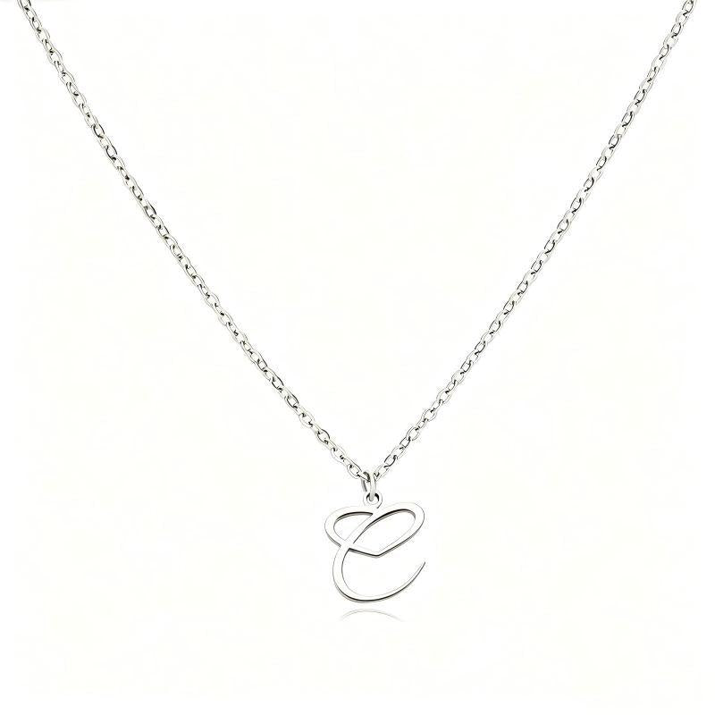 Stainless Steel Heart Initial Letter Pendant Necklace for Women
