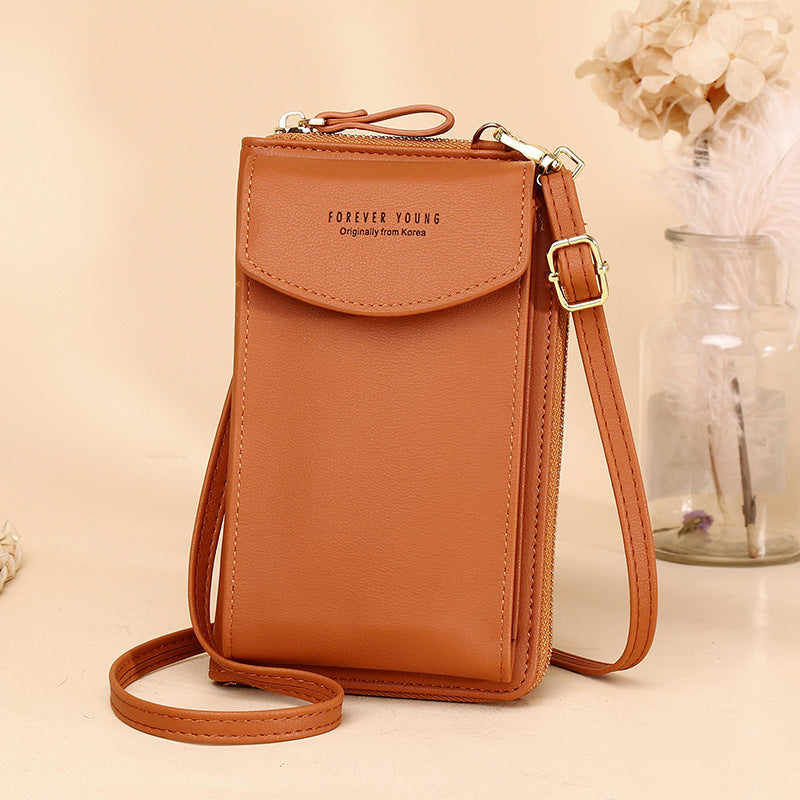 Women PU Leather Vertical Crossbody Bag Zipper Wallet Phone Bag teemdrop