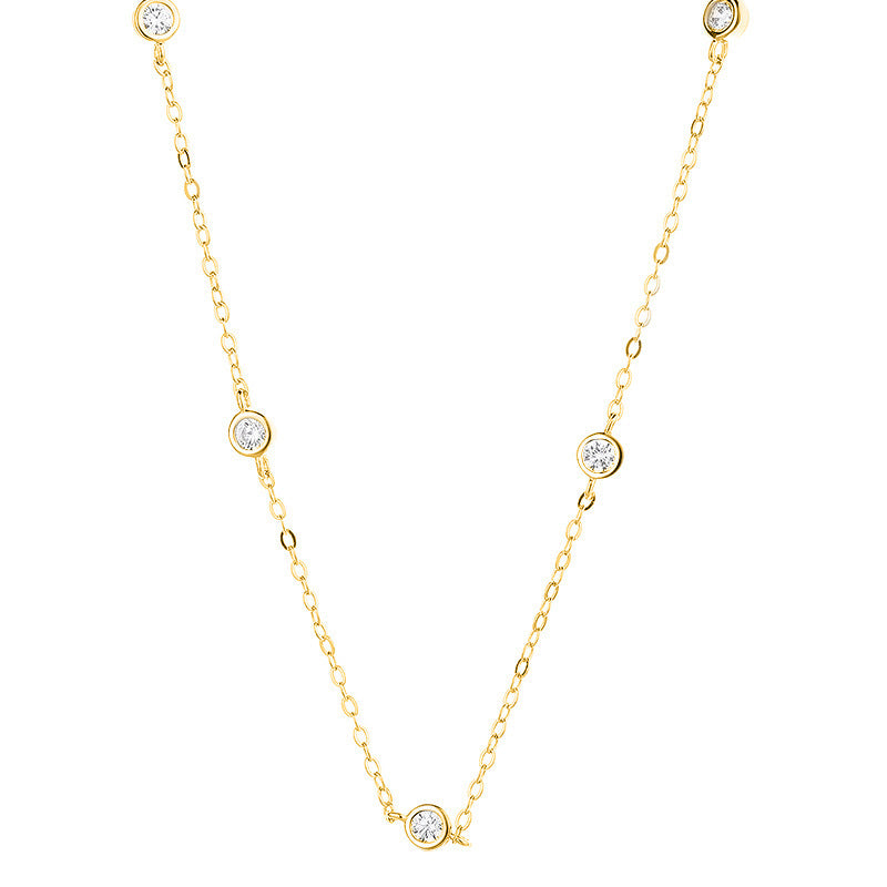 French Bubble Diamond Necklace for Women Elegant Round Pendant Light Luxury Clavicle Chain teemdrop
