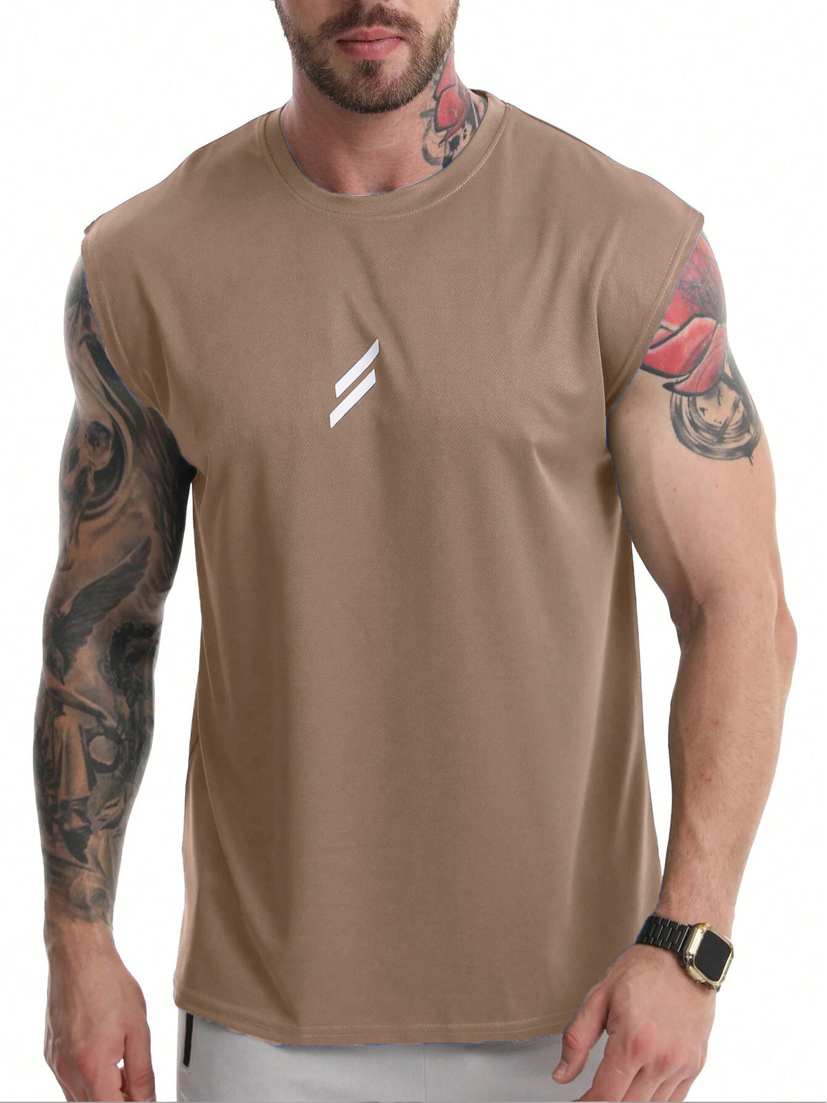 Men's Quick-Dry Bird-Eye Fabric Sleeveless Sports Training Vest teemdrop