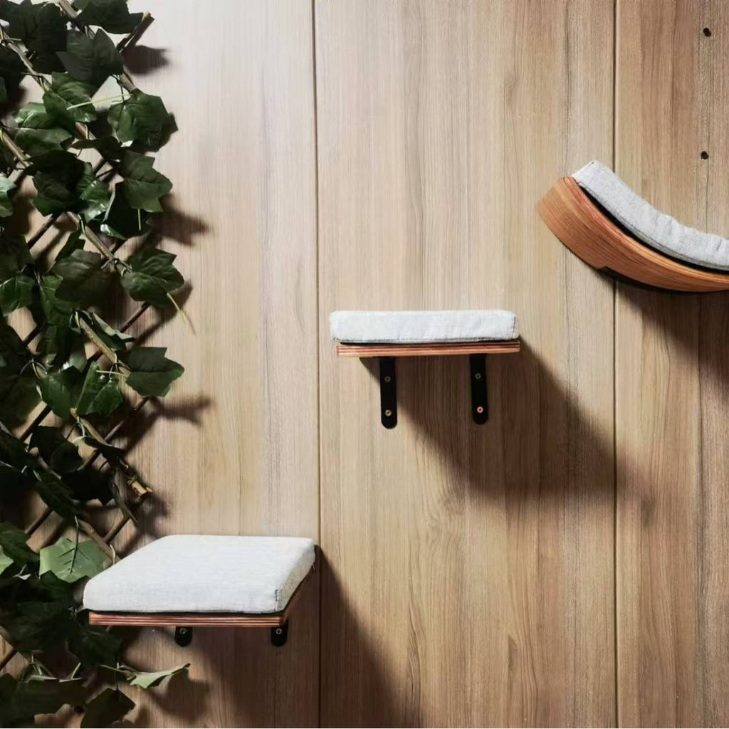 Solid Wood Wall-Mounted Cat Climbing Frame