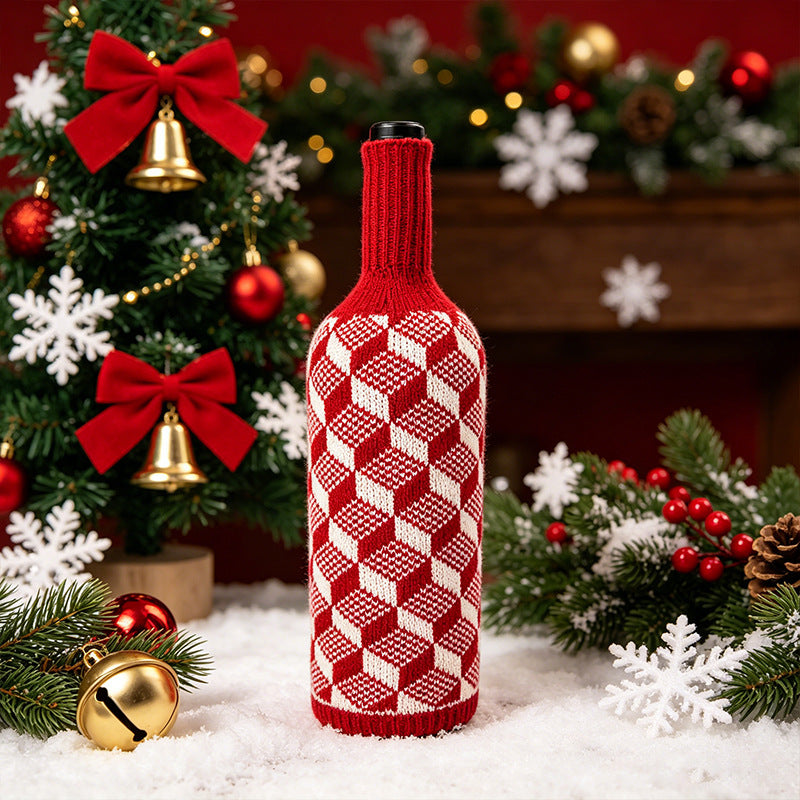 Christmas Wool Knit Wine Bottle Cover teemdrop