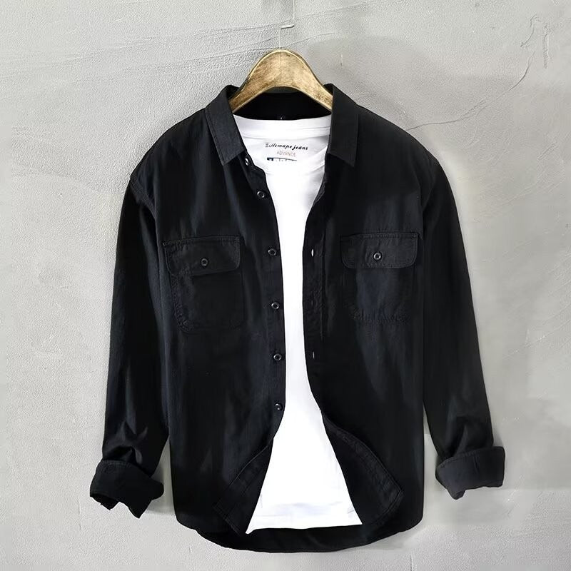 Men Multi-Pocket Corduroy Work Jacket Long Sleeve Casual Shirt