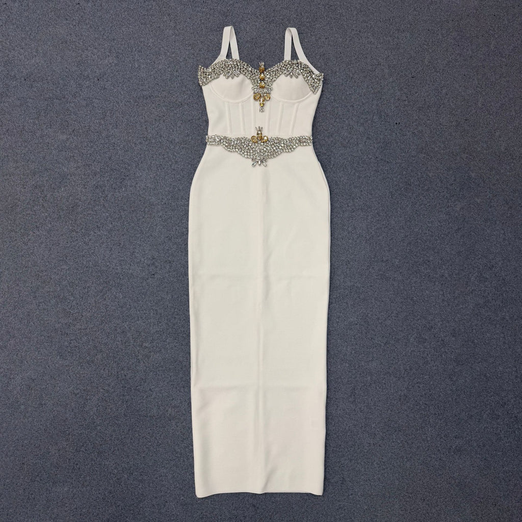 Strapless waist-cinching evening gown teemdrop