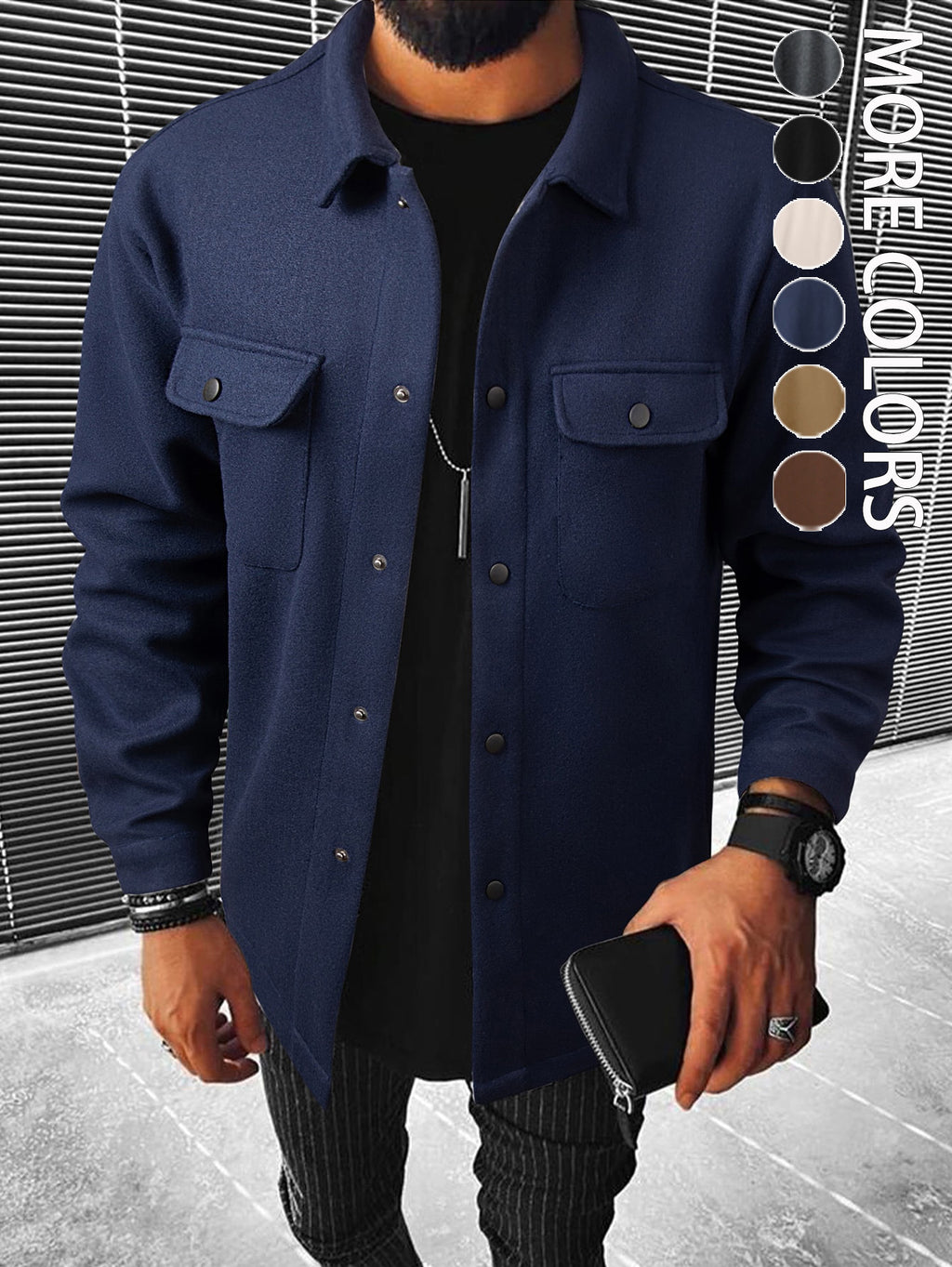 Men's Brushed Polyester Lapel Windproof Casual Jacket teemdrop