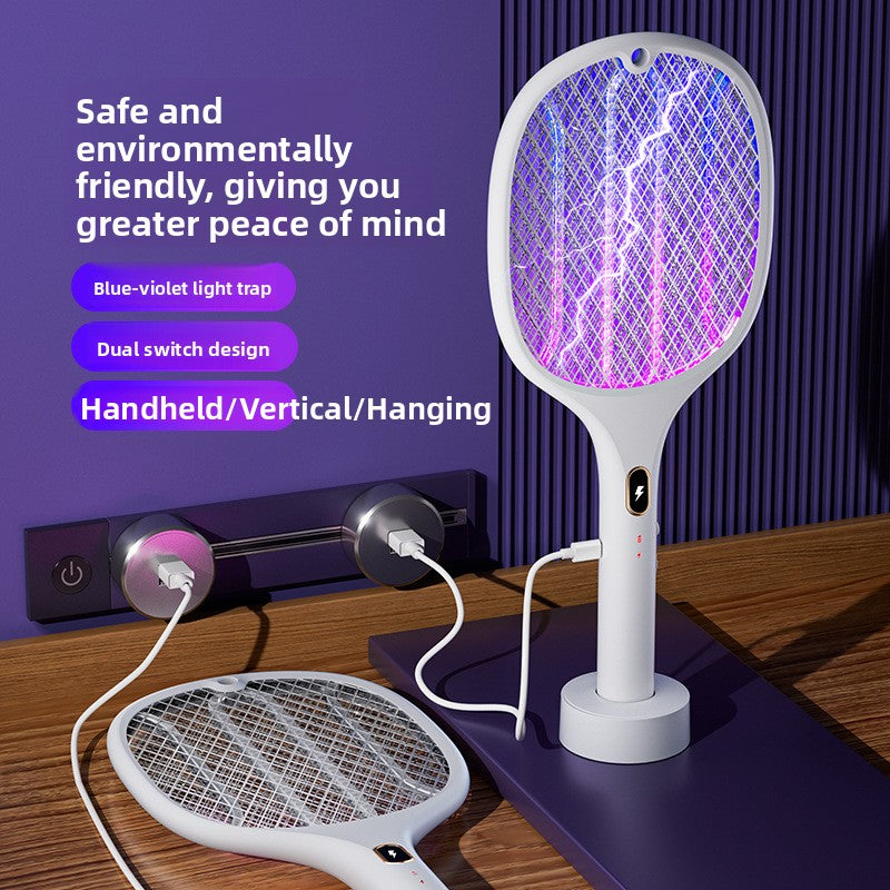 Two-in-one rechargeable ultraviolet mosquito killer lamp and mosquito swatter teemdrop