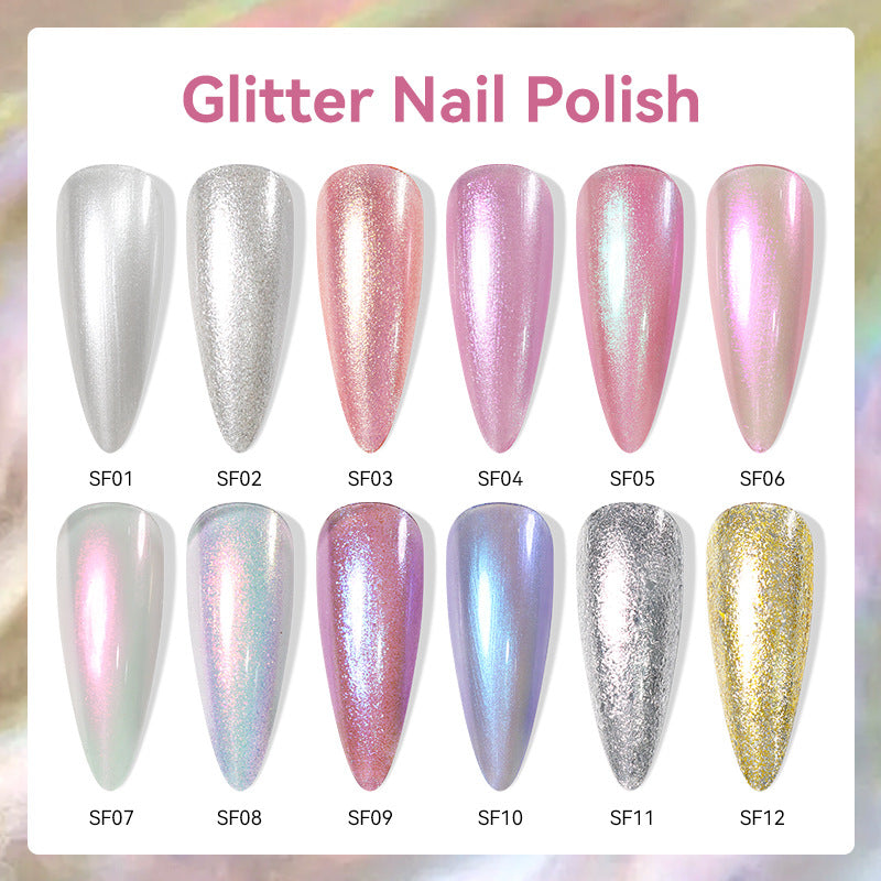 Quick-Dry Metallic High-Color Nail Polish Set 7ml Low Odor Nail Art Lacquer teemdrop