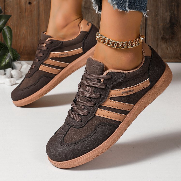 Women Retro Color-Blocking Lace-Up Training Shoes teemdrop