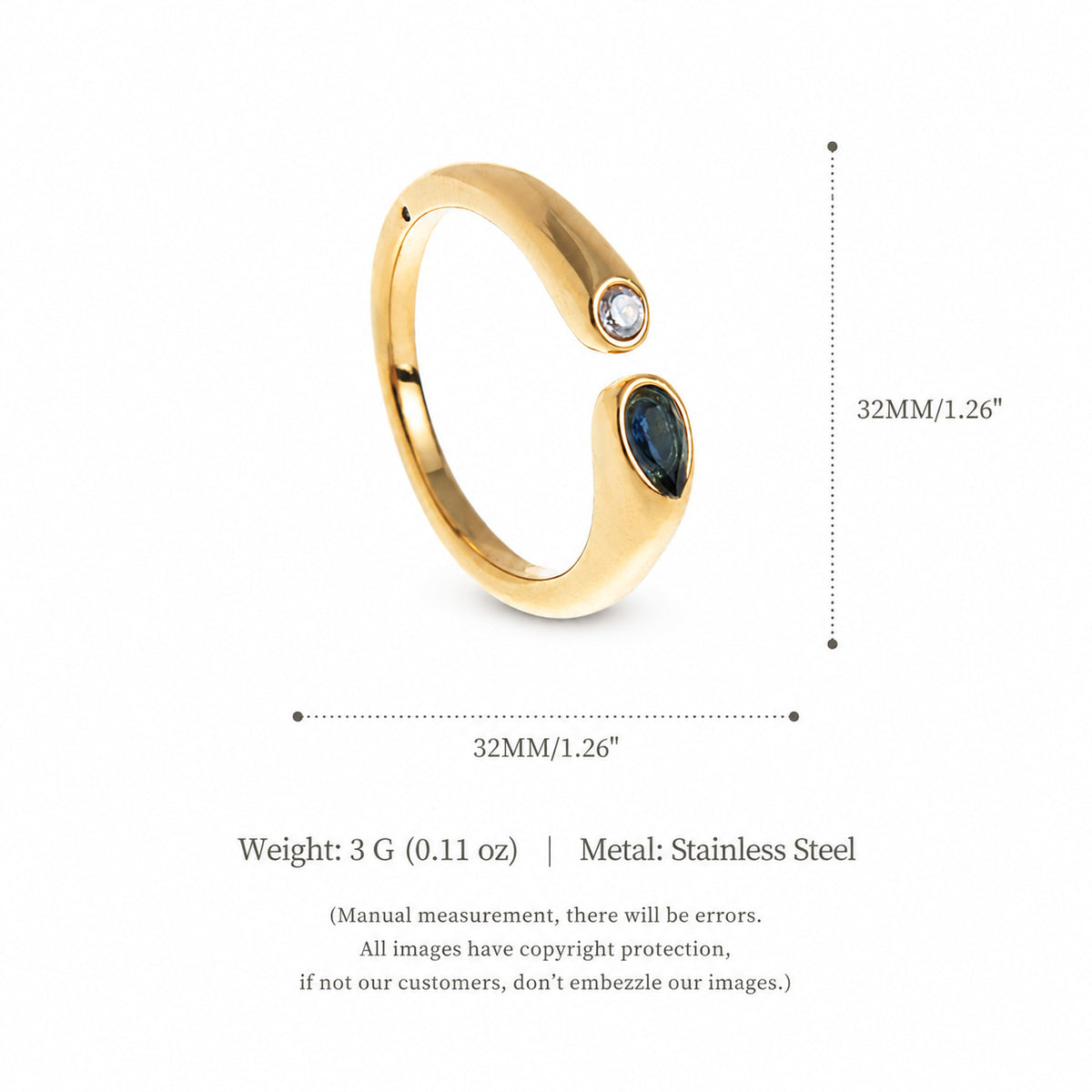 Plated Titanium Steel Adjustable Birthstone Ring Unisex Geometric Retro Jewelry teemdrop