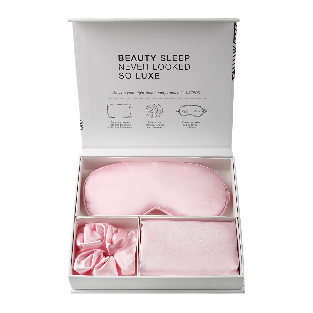 Satin Imitation Silk 3-Piece Sleep Set Eye Mask
