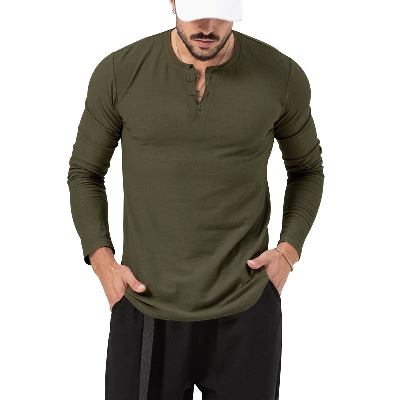 Men's Long Sleeve Solid Crew Neck T-Shirt
