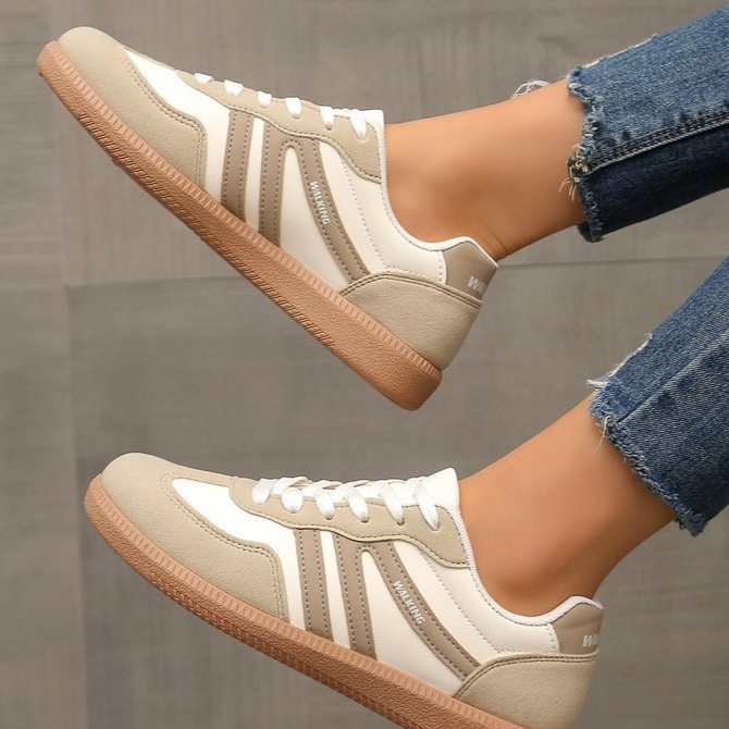 Women Retro Color-Blocking Lace-Up Training Shoes teemdrop