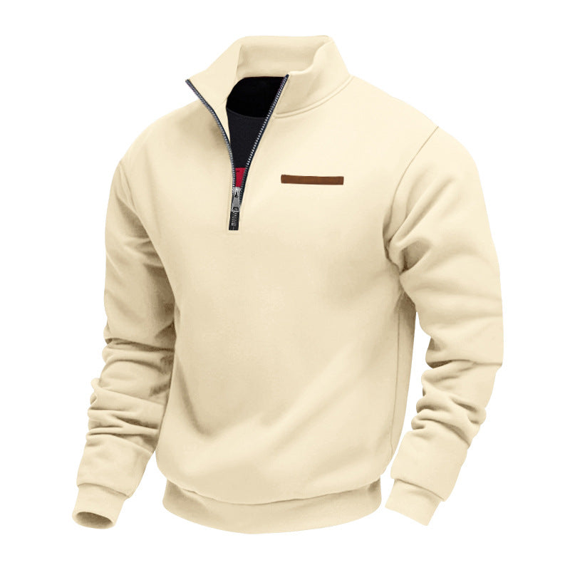 Men's Stand Collar Half-Zip Pullover Sweatshirt