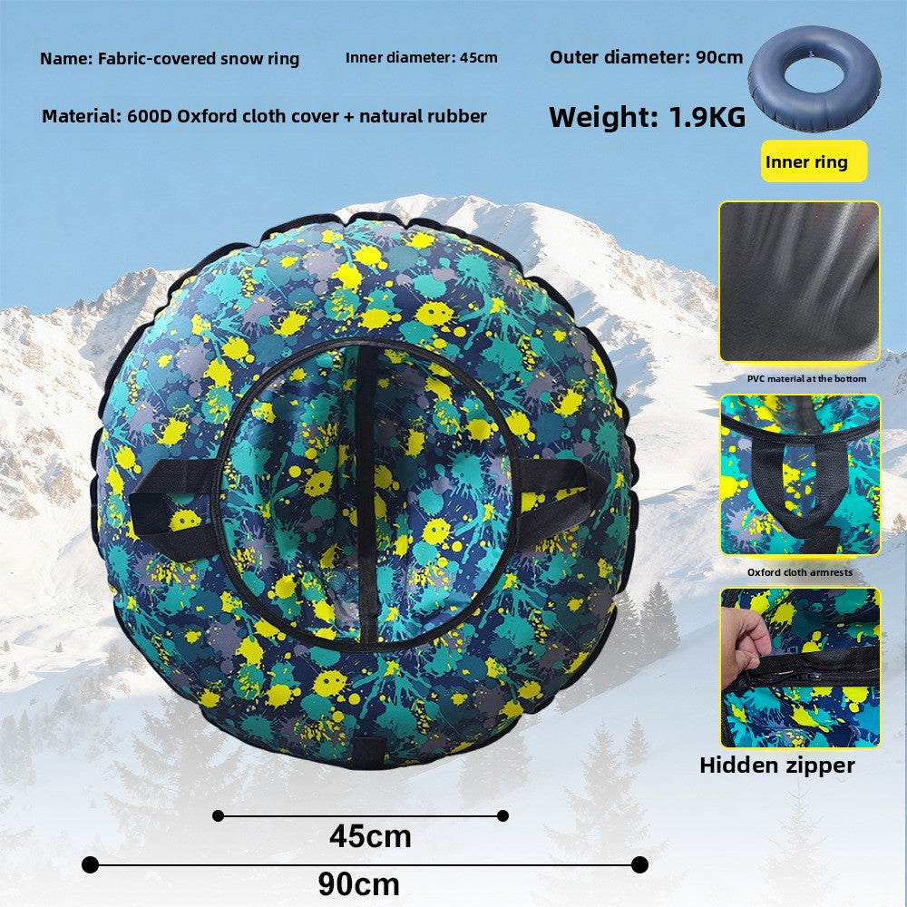 Winter PVC Inflatable Snow Tube with Cloth Cover for Outdoor Sledding and Grass Sliding teemdrop