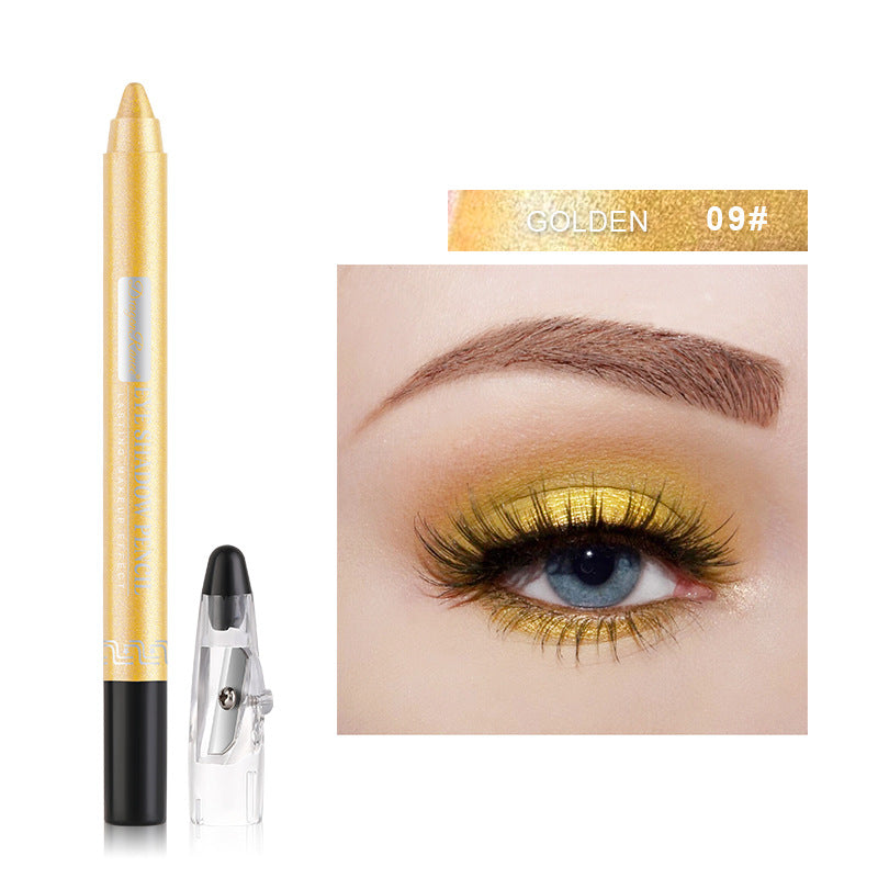 Pearlescent Creamy Eyeshadow Pencil with Built-in Sharpener Long-lasting Shimmer Eye Makeup