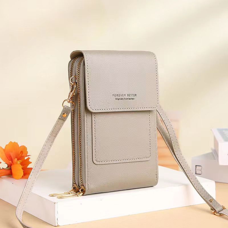 Women's Touch Screen PU Leather Phone Pouch Crossbody Bag with Card Slots