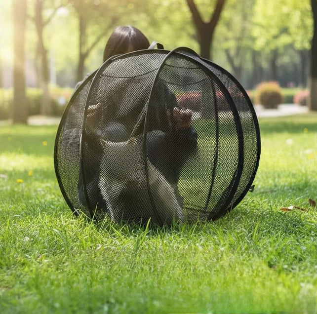 Rolling Mesh Cat Playpen Foldable Outdoor Pet Enclosure with Handle