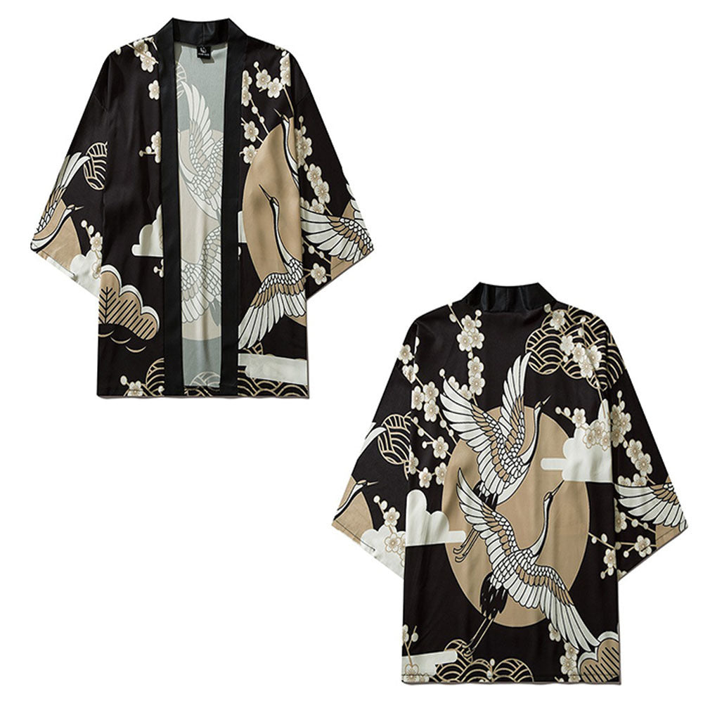 Traditional Print Open Front Cardigan Robe teemdrop