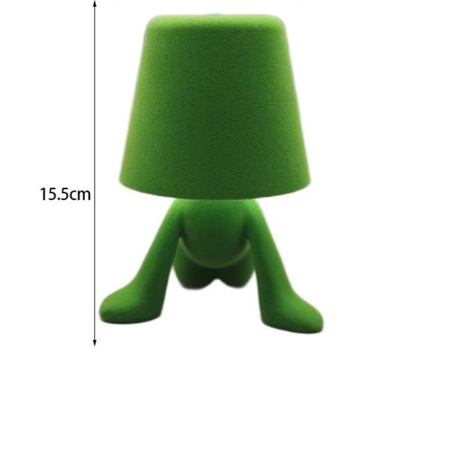 Textile-embroidered thinker figurine - rechargeable touchable night light