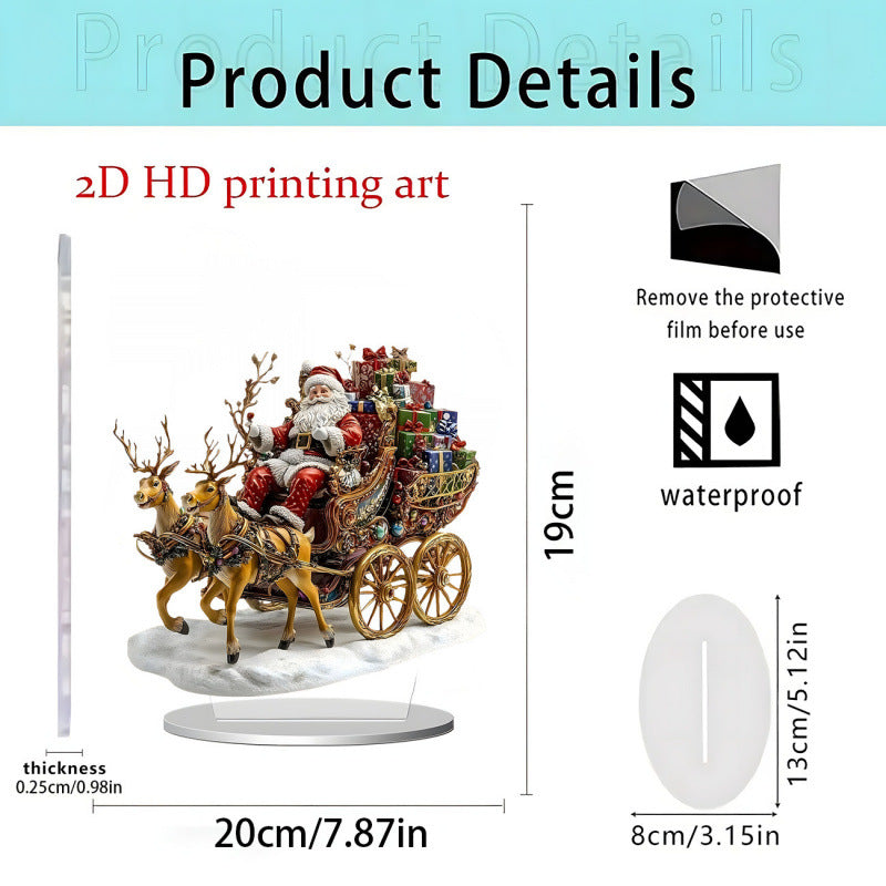 Christmas Carousel 2D Acrylic Stand Holiday Ornament Home Decoration