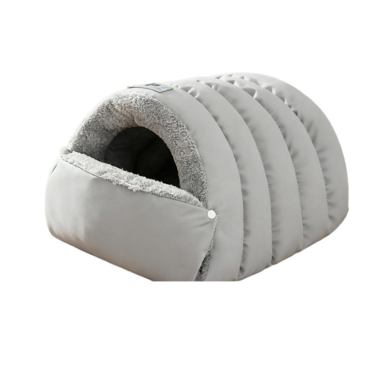 Semi-enclosed leather sleeping bag cat litter teemdrop