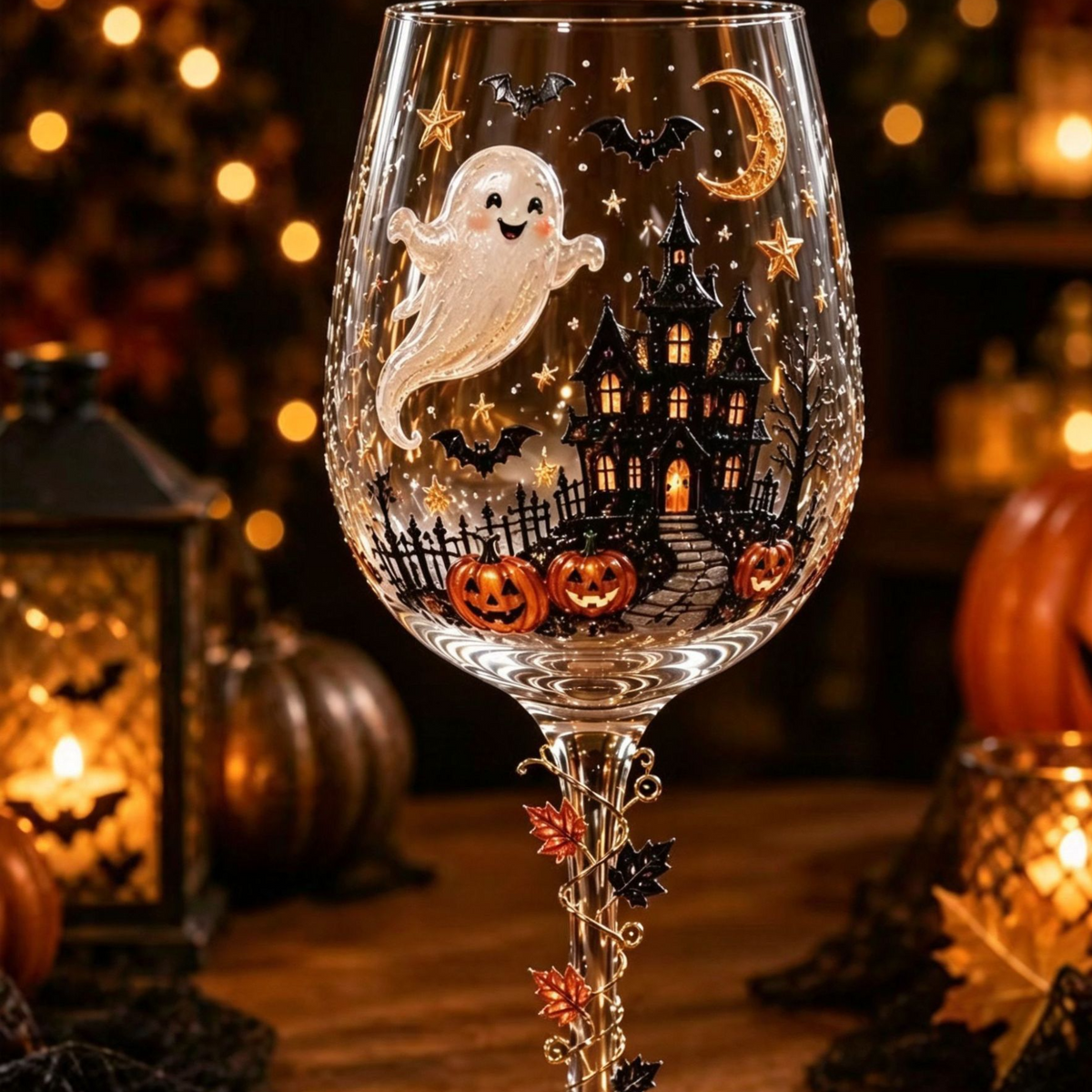 Christmas Halloween Themed Glass Art Goblet Festive Drinking Cup teemdrop