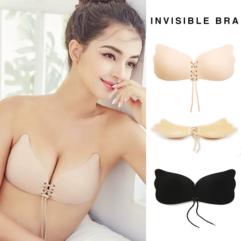 Silicone Drawstring Push-Up Wing Bra Invisible Self-Adhesive Breast Patch teemdrop