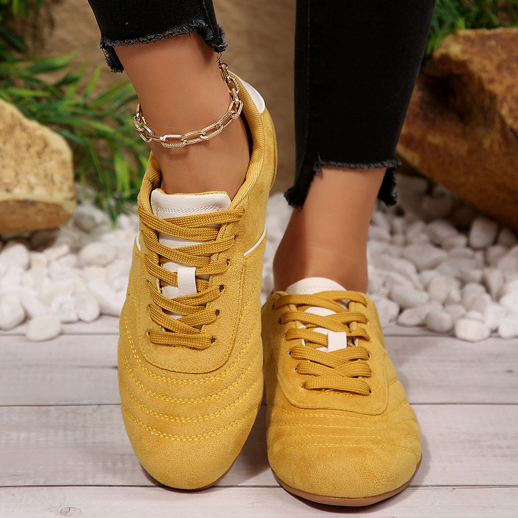 Women's Breathable Flat-Soled Casual Sneakers with Round Toe, PU Upper, and Slip-On Closure teemdrop