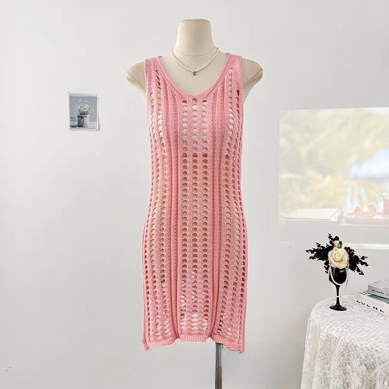 Knitted Hollow Vest Dress