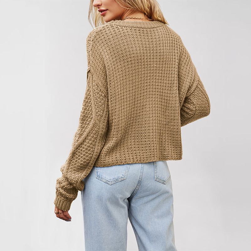 Women's Chunky Knit Twist Pullover Sweater teemdrop
