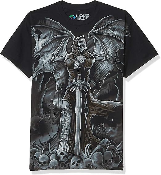 Men's Punk Skull Print Short Sleeve Loose T-Shirt teemdrop