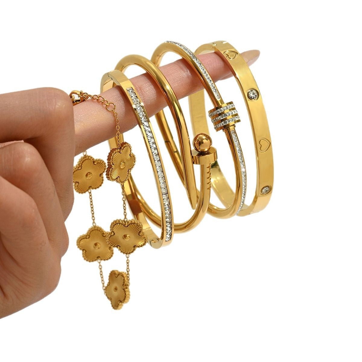 Gold-colored stainless steel bracelet teemdrop