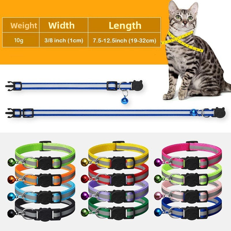 Adjustable Reflective Cat Collar with Safety Release and Bell teemdrop