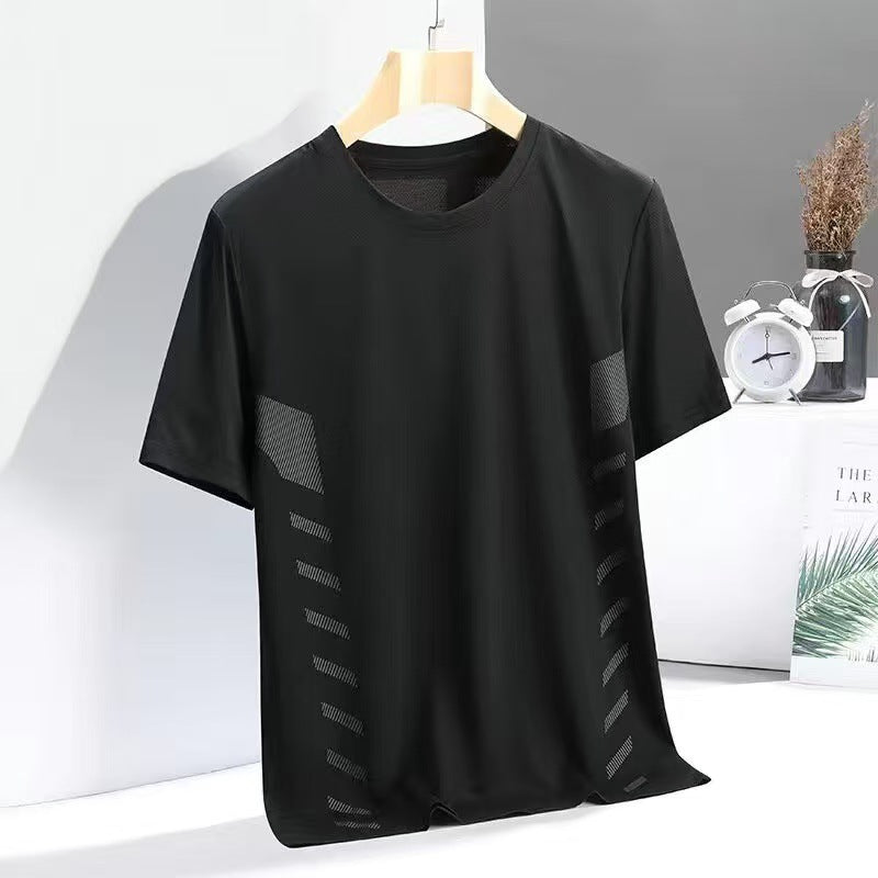 Men's Ice Silk Short Sleeve T-Shirt Quick Dry Breathable Loose Fit Summer Top teemdrop