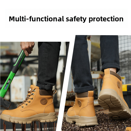 Men's Steel Toe Anti-Smash Breathable High-Top Safety Work Shoes teemdrop