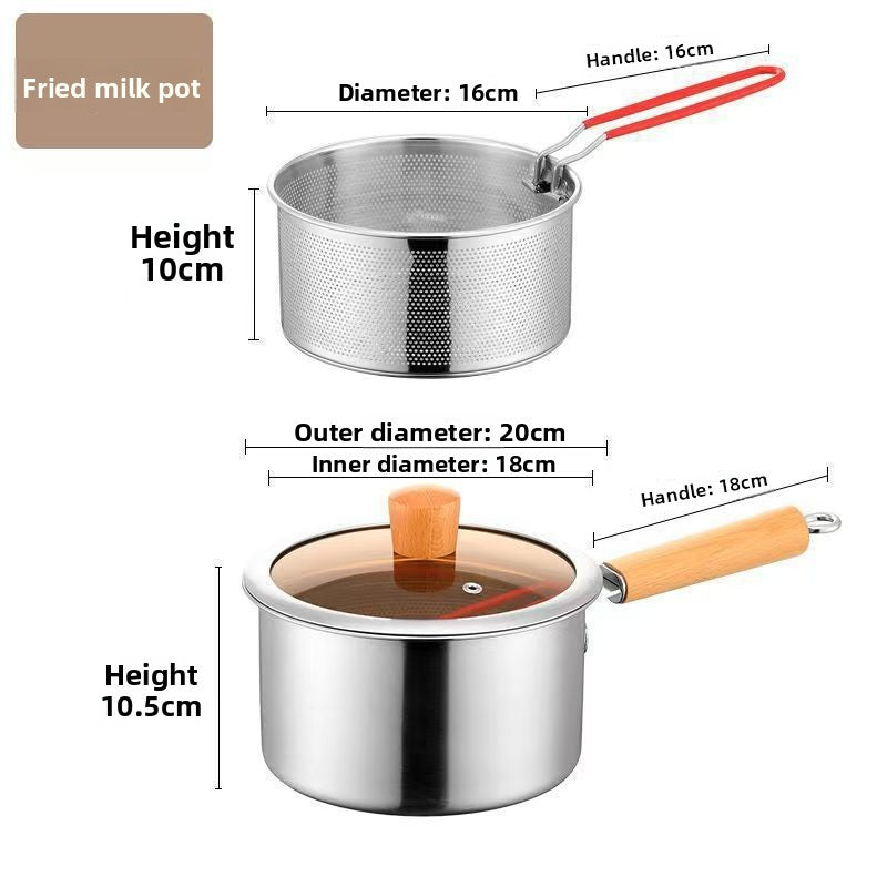 Stainless Steel Frying Pan with Wood Handle