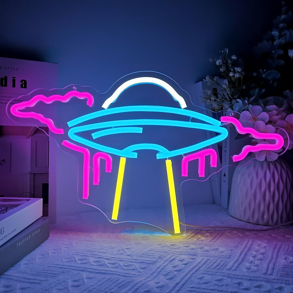 Alien UFO LED Neon Sign Light for Bedroom Game Room Bar Party Decoration teemdrop