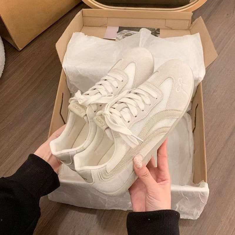 Women's Breathable Mesh Flat Casual Sneakers Soft Sole Lace-Up Sports Shoes teemdrop
