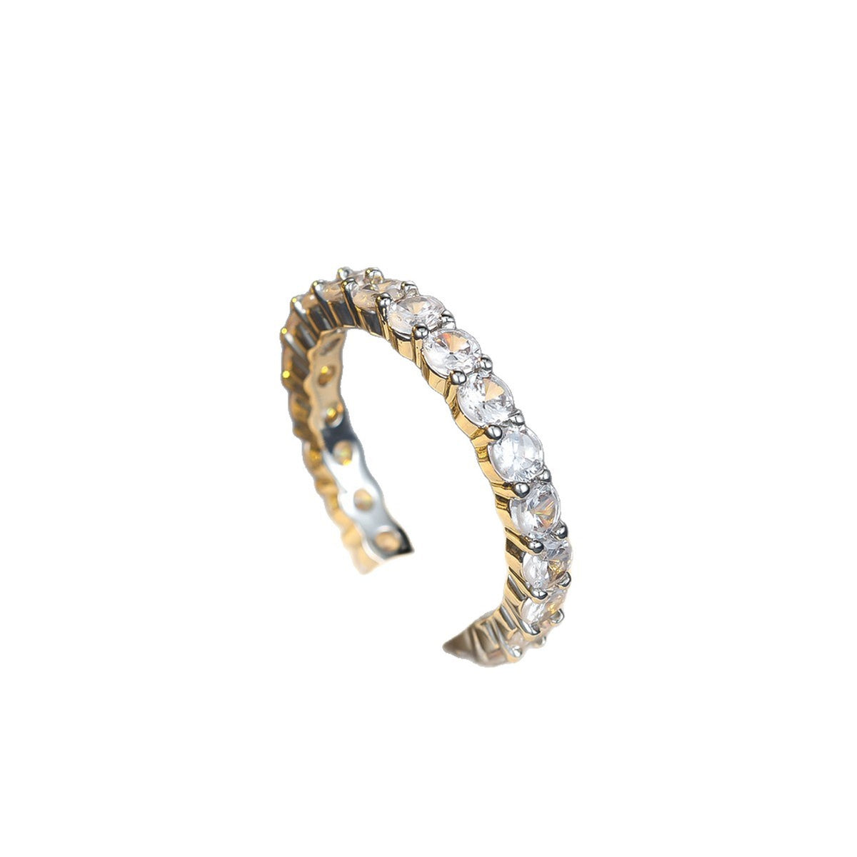Women's Simple Electroplated Copper Ring with Micro-Inlaid Zircon Geometric Design teemdrop