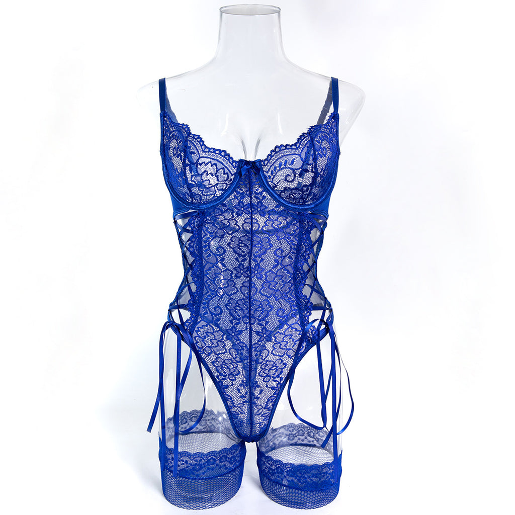 Women's Bodysuit with Lace Trim, Skin-Friendly, Adjustable Elastic Straps teemdrop