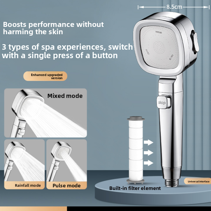 Pressure-enhanced shower head shower faucet set