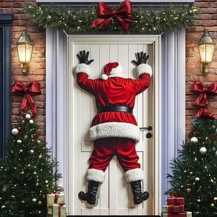 Christmas Santa Claus Polyester Door Cover Decoration 90x180cm teemdrop