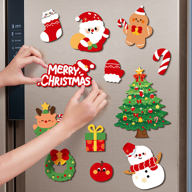 Creative Paper Christmas Tree Magnetic Refrigerator Stickers Holiday Decoration teemdrop