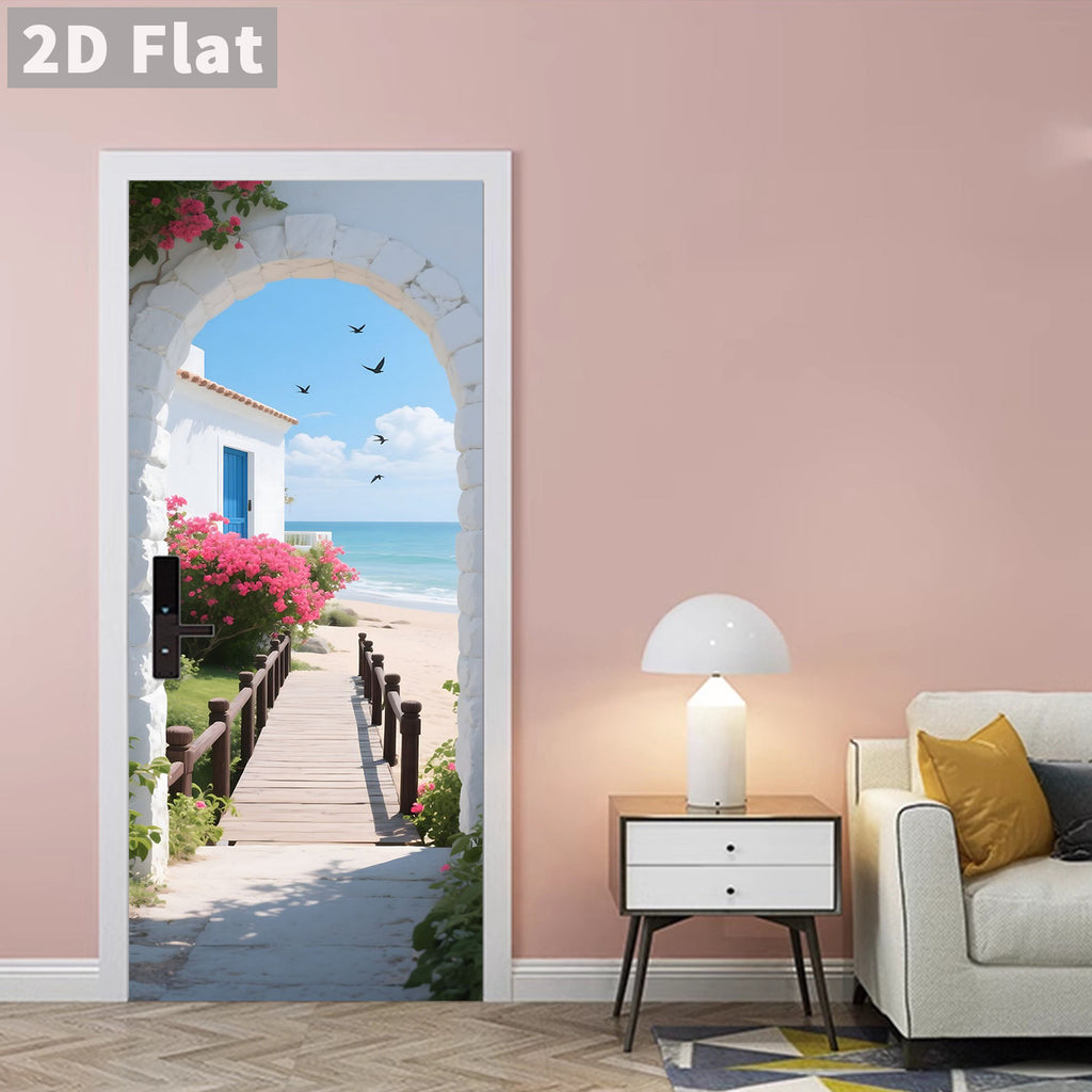 Creative Wooden Door Refurbished Door Stickers Wall Stickers teemdrop