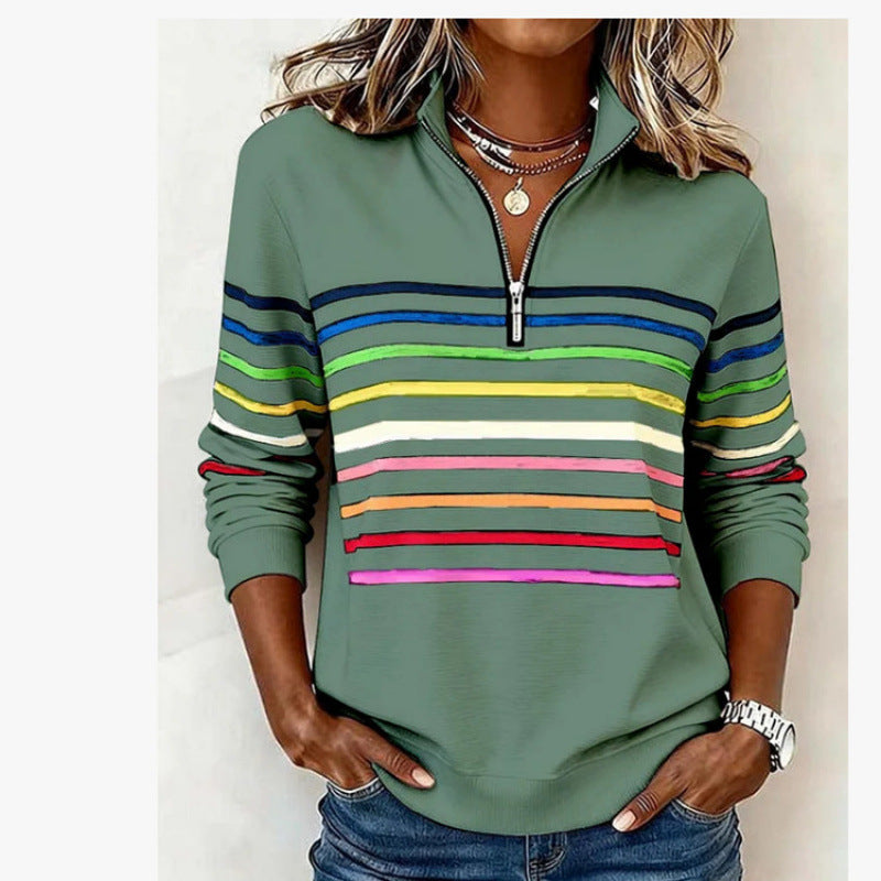 Fall/Winter Half-Zip Printed Sweatshirt teemdrop