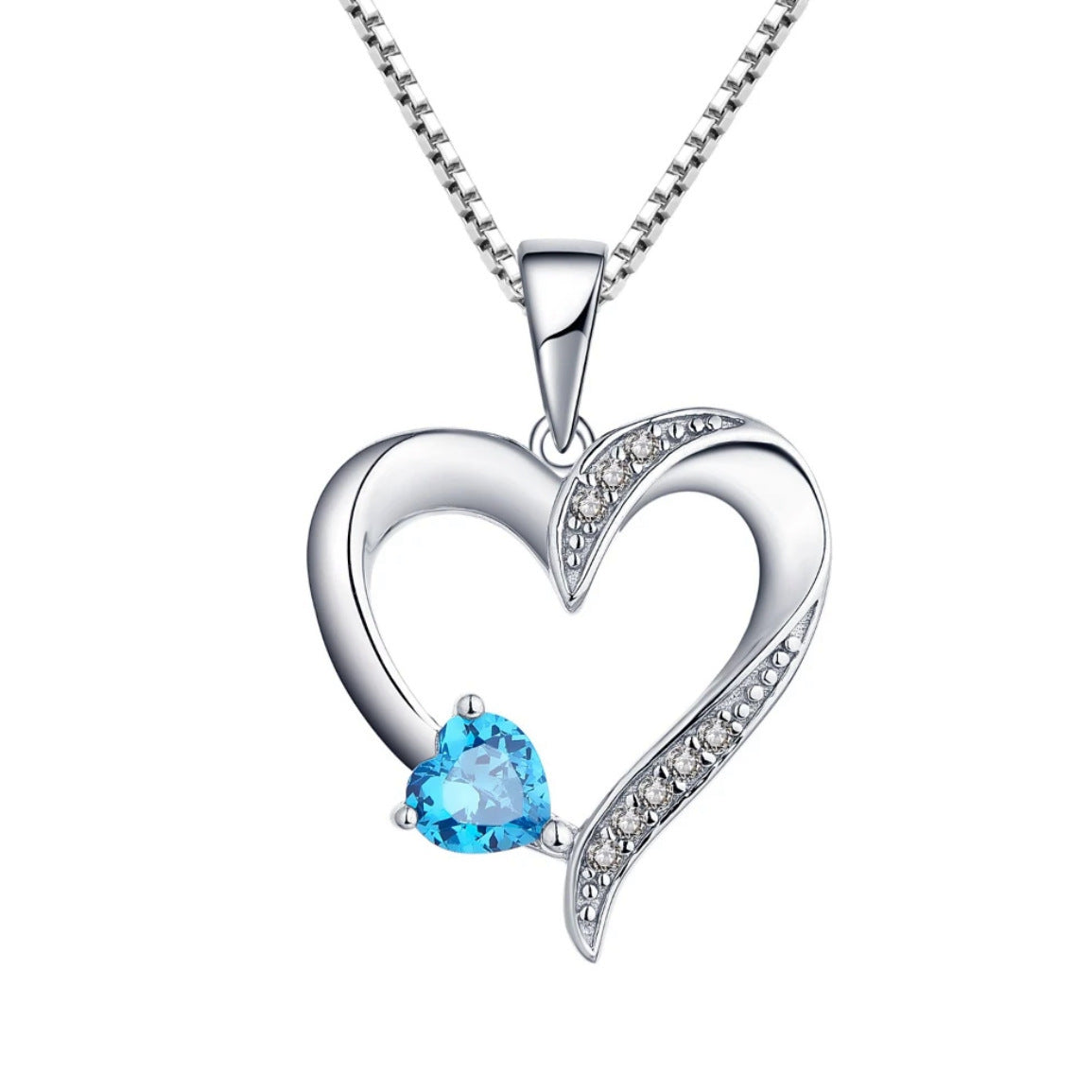 S925 pure silver heart-shaped pendant cross chain necklace